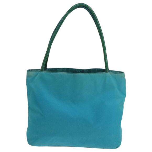 PRADA Tote Bag Nylon Turquoise Blue Gold - Picture 2 of 16
